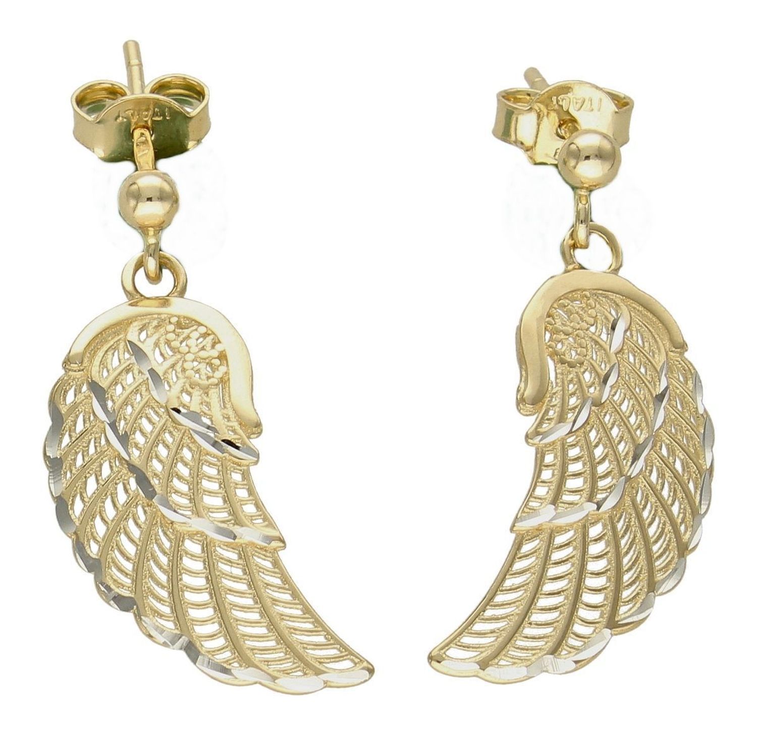 Złote kolczyki 585 wiszące skrzydełka KL 10438A 585.jpg